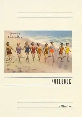 Fast Shipping Vintage Lined Notebook Greetings from Cape May, New Jersey, Bathing Beauties (Paperback)
