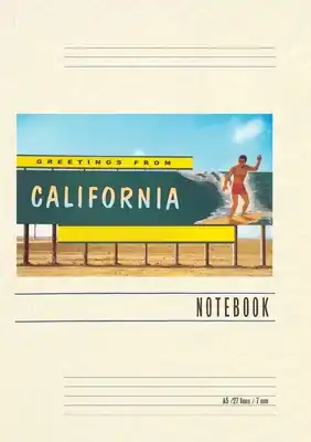 Flash Sale Vintage Lined Notebook Greetings from California, Surfer on Billboard (Paperback)